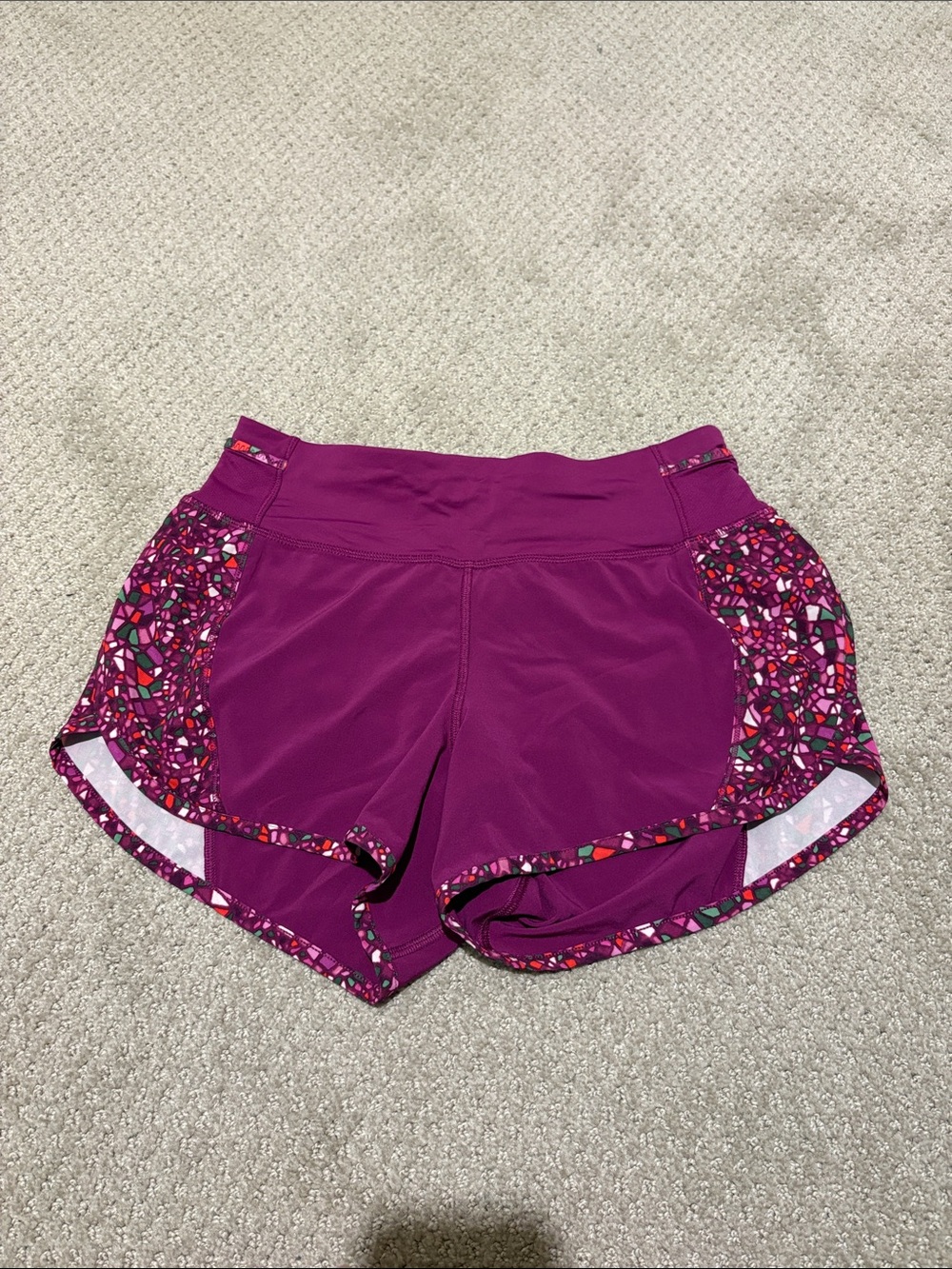 lululemon athletica Deep Pink Athletic Shorts with Mosaic Panels